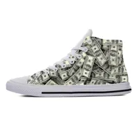 Gothic Dollar Money Pattern Funny Fashion Popular Casual Cloth Shoes High Top Comfortable Breathable 3D Print Men Women Sneakers 2