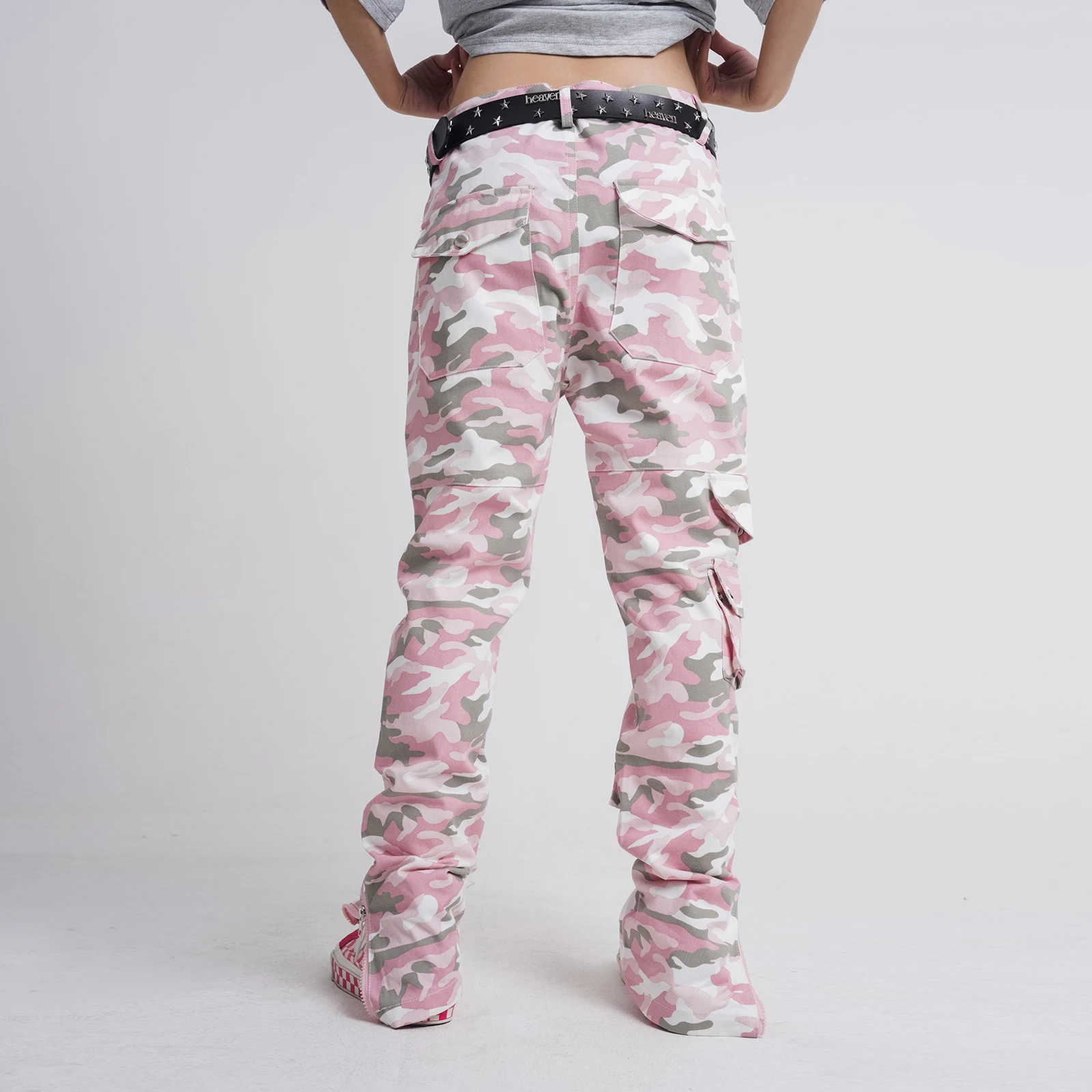 Pantalones Cargo de camuflaje rosa para hombres, ropa de calle de