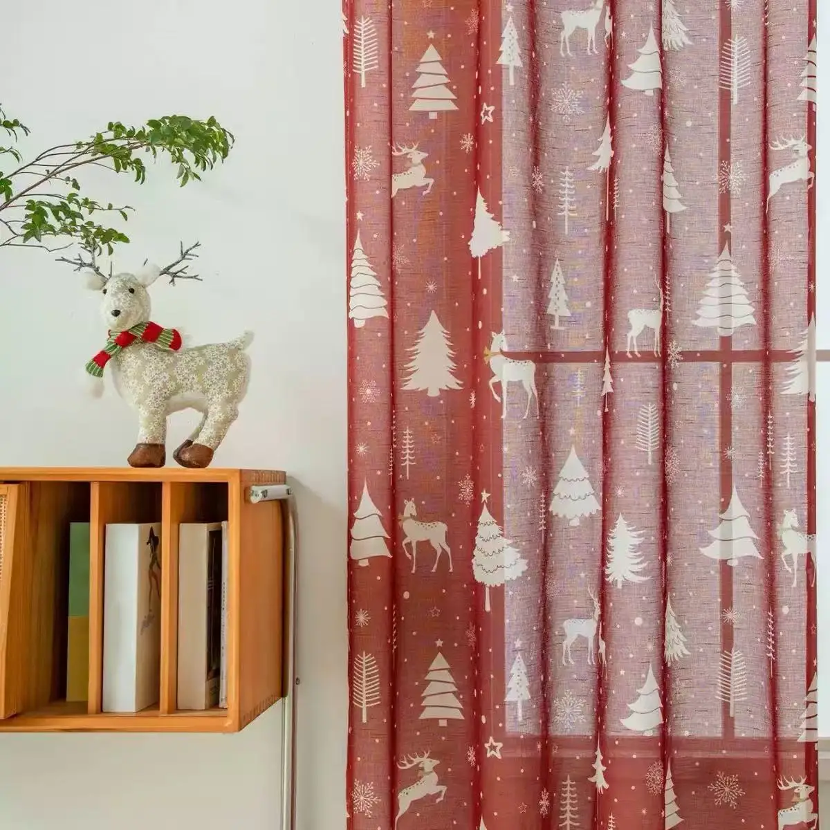 Red Snowflake Christmas Sheer Curtain 2