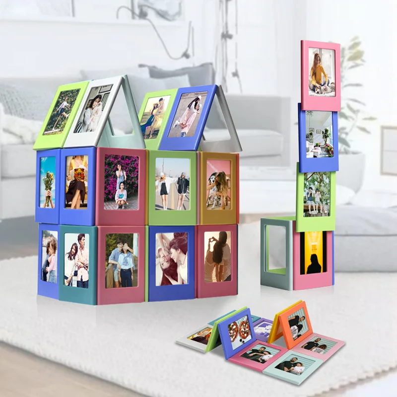 냉장고용 자석 액자 5팩, Fujifilm Instax Mini 필름 용지용 3인치 냉장고 사진 프레임 자석