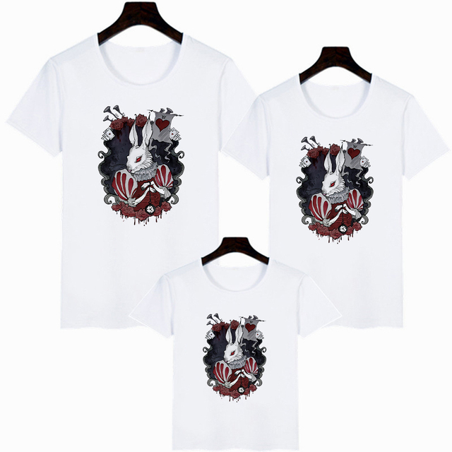 Shirts Disney Summer Popular Alice in Wonderland Family Look Outfits Parent Child Comfy Leisure Exquisite Tea Time T-Shirts