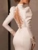 Pretty Wedding Dresses Elegant Bridal Gowns Lace Satin Robes For Formal Party Long Puff Sleeves Vestidos De Novia Customized 2