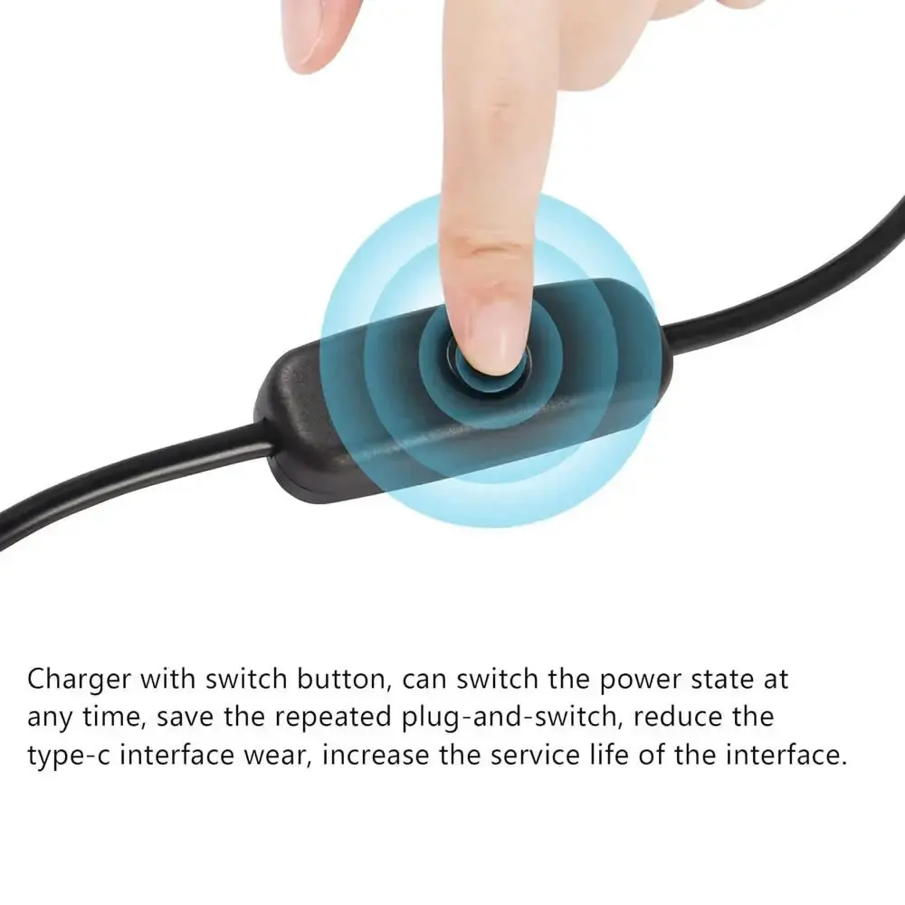 USB-C-auf-Typ-C-Datenkabel mit Ein/Aus-Schalter, 20 V, 3 A PD, 60 W, Schnelllade-Datenübertragung, Stecker auf Stecker, Typ-C-Netzschalterkabel – Detail 3