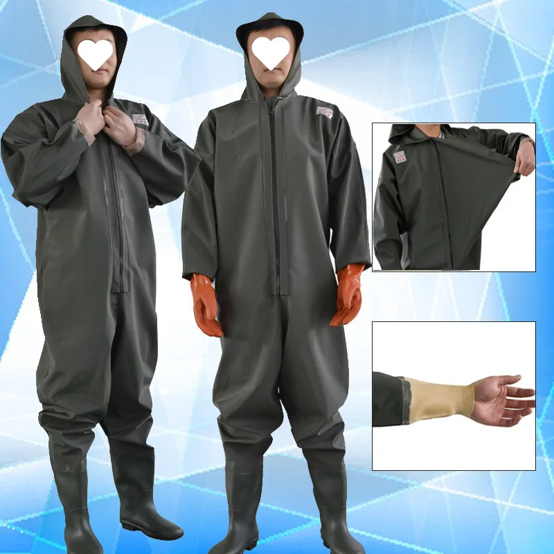 ThickenedFishingSuitUnisexOutdoorFishingOverallRaincoatRainPantsWaterShoesIntegratedDiggingLotusClothes-AliExpress200000343