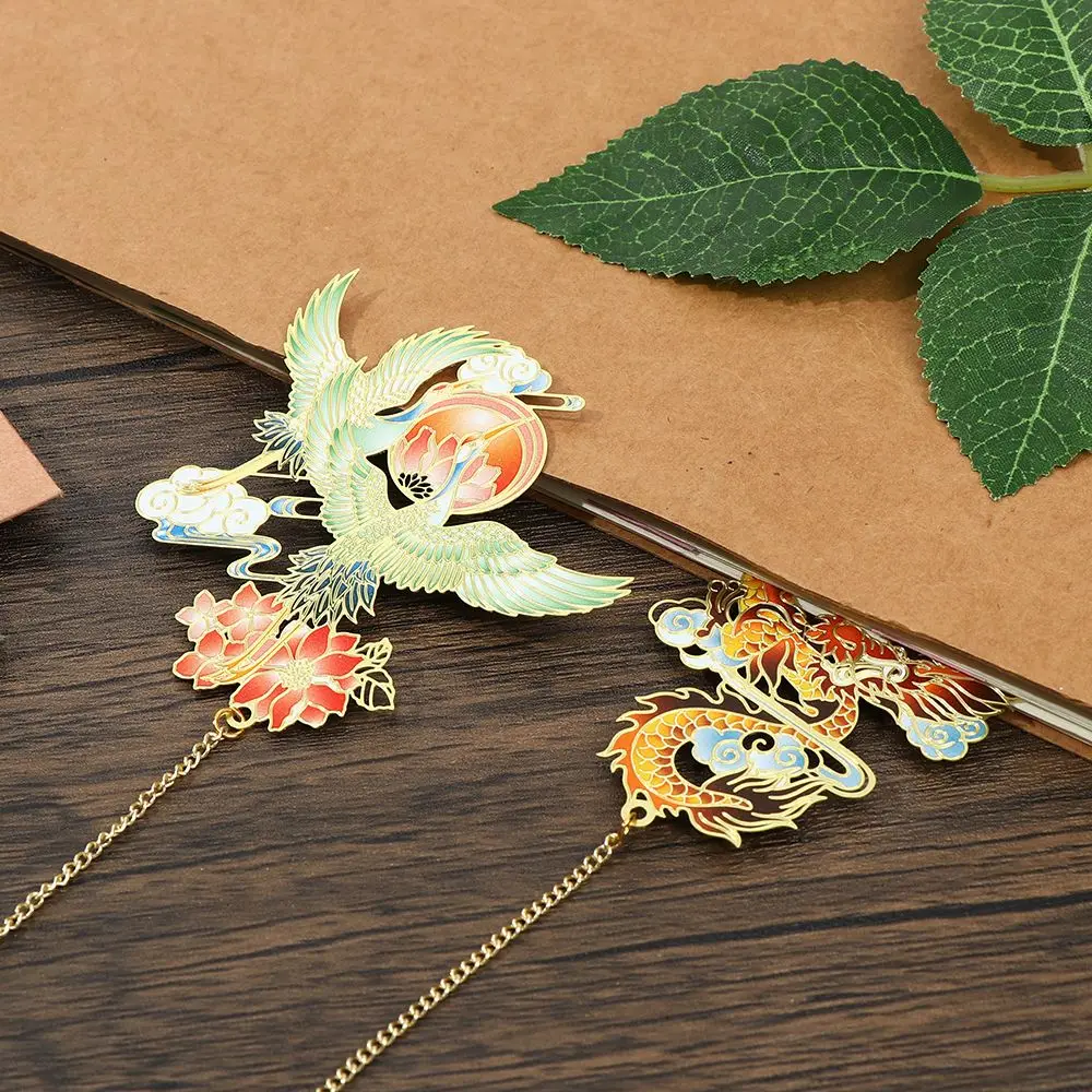 Stationery Metal Pendant Retro Chinese style Book Clip Pagination Mark Painted Brass Bookmark