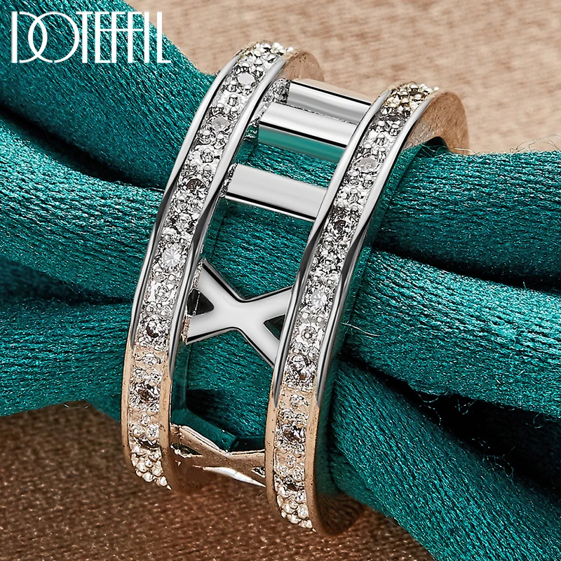 DOTEFFIL 925 Sterling Silver Roman Numerals X AAA Zircon Rings For ...