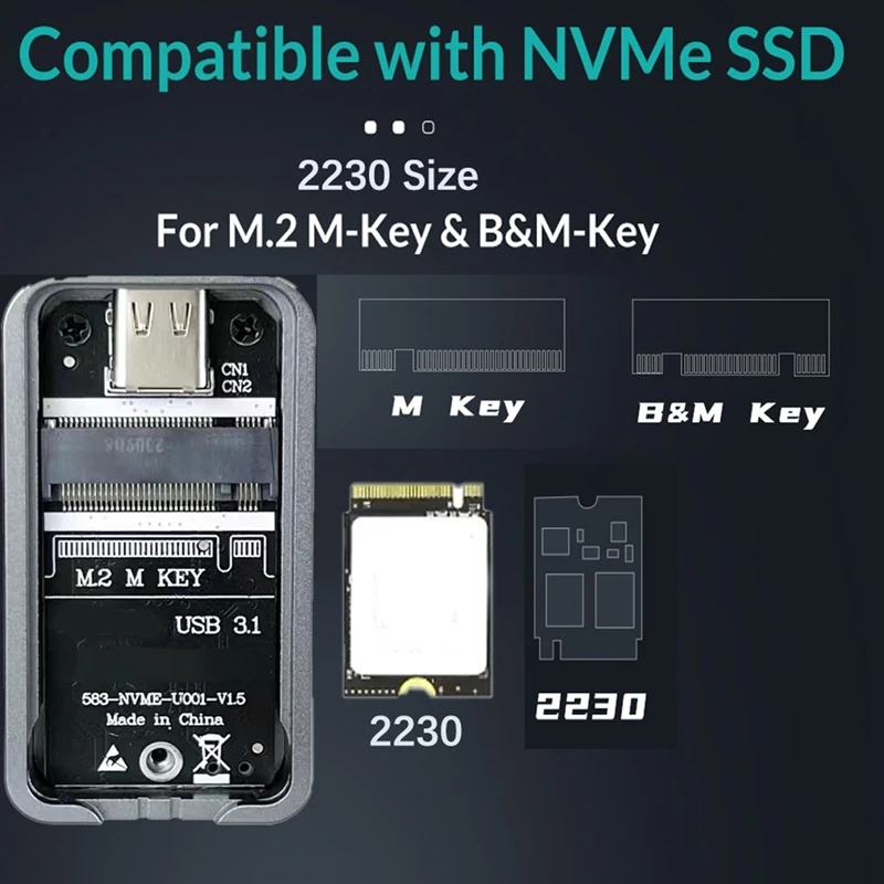Nvme to USB , USB 3.2 Gen2 USB C  ̽ ڽ, M2 2230 Nvme SN740, 10Gbps