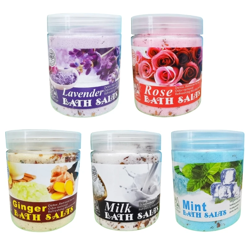 

E74C DRMEINAIER Body Scrub Sea Salt Petal Bath Salts Lavender Bath Salts Gentle Cleansing Bath Salt Exfoliating Scrub