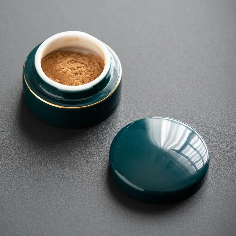 Small Ceramic Jar with Lid Powder Small Porcelain Bottle Portable Cosmetic Cream Packaging Box Retro Rouge Lipstick Ointment Jar 2