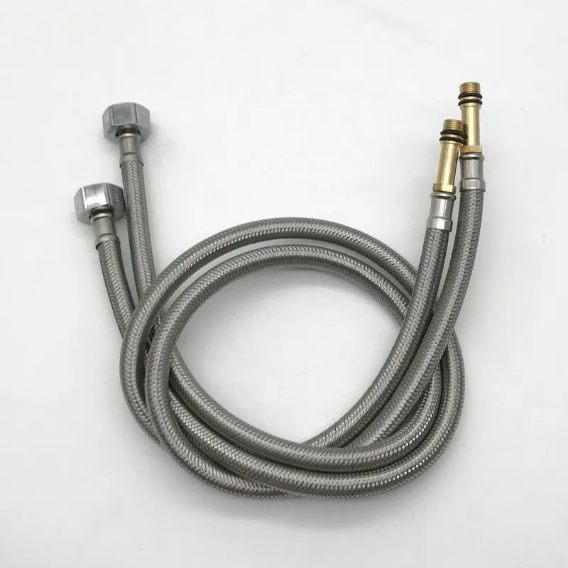 

Single-end 304 stainless steel wire braided hose Single-hole hot and cold water kitchen sink basin faucet pipe quantity discussi