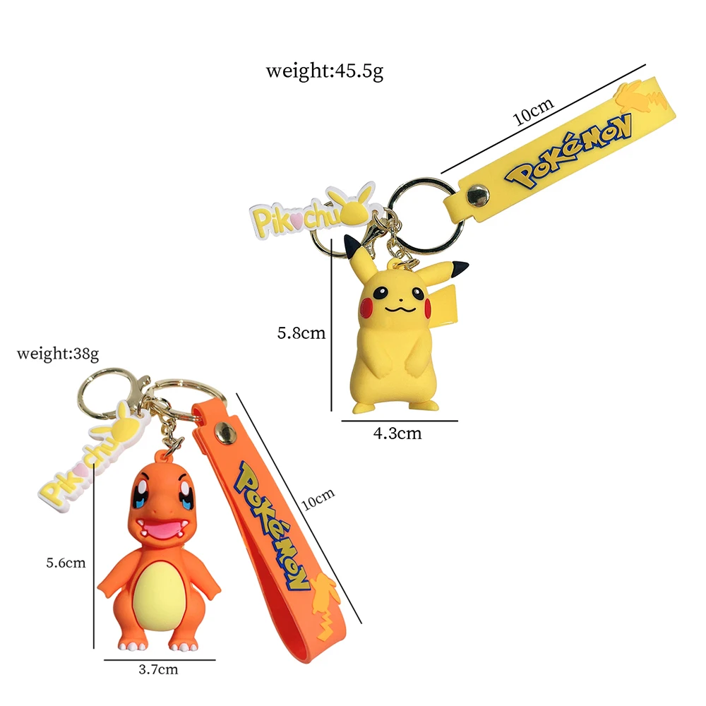 anime keychain Pokemon Keychain Pikachu Anime Action Figure Toy Kawaii Cartoon Charmander Psyduck Doll Keyring Car Bag Pendant Kid Gift