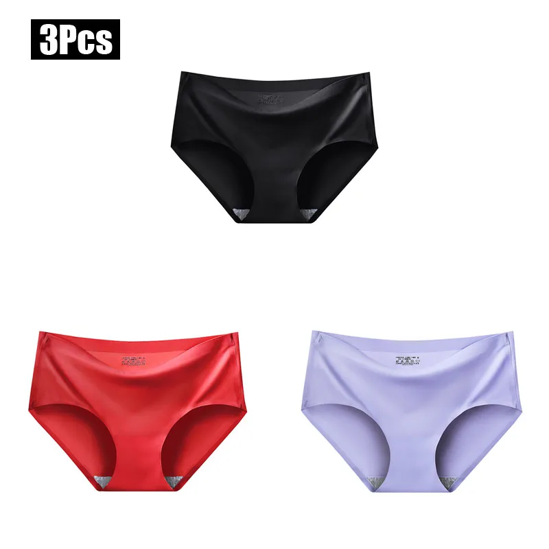 

3Pcs Everyday Hot Sale Seamless Briefs Underwear Women Panties Traceless Raw-cut Sexy lingerie Hipster Briefs intimate