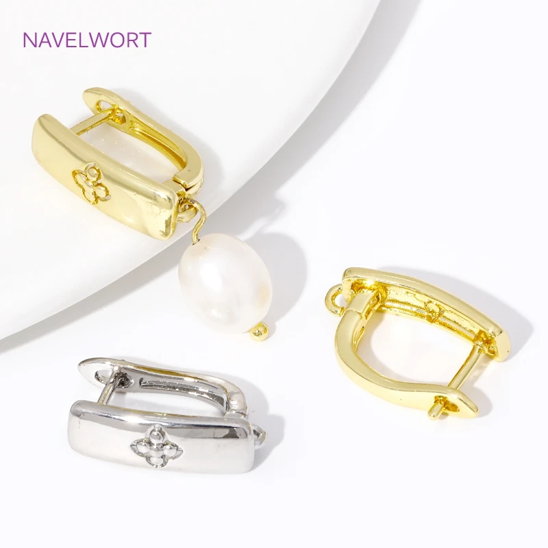 18K Gold Plated Smooth Earring Clasps Brass Earring Hook Findings,Fasteners For Earrings,DIY Earring Jewelry Making Accessories 2