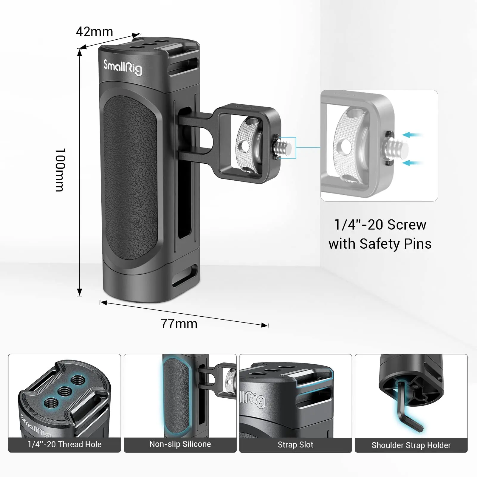 Smallrig-スマートフォンケージ用のサイドハンドル,軽量,1/4 w