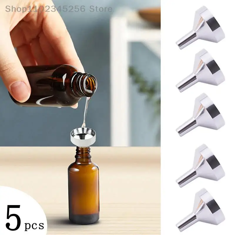 Kitchen Funnel 5PCS Mini Kitchen Oil Jams Liquid Funnel Metal Funnel Wide Mouth for Canning Bottles Kitchen Supplies