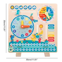 1 Set Kids Montessori Learning Table Clock Easy to Read for Playrooms Teaching Clock Seasons, Months, Days of Week 2