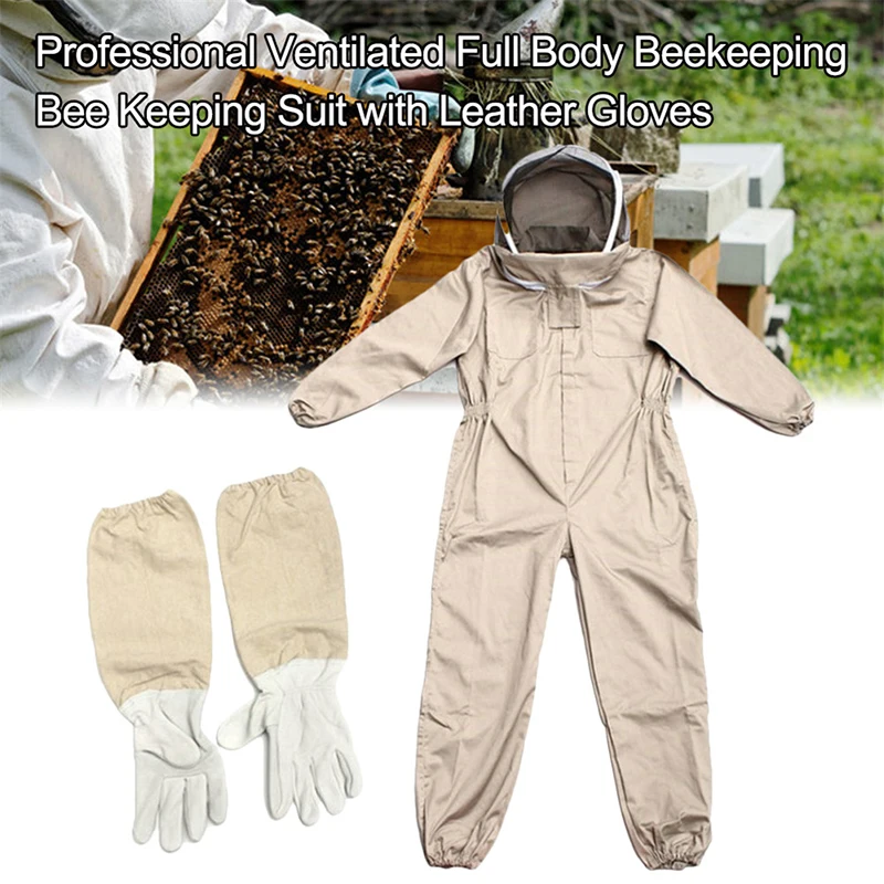 

Full Body Beekeeping Professional Ventilated Bee Keeping Suit With Leather Glove Beeproof Protective Clothing Farm Safety Outfit