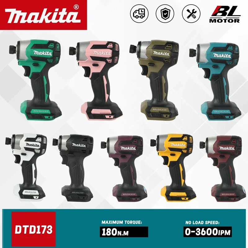 마키타 DTD173 18V LXT 무선 브러시리스 임팩트 드라이버 180 N·M 목재 볼트 T-모드 전기 드릴 충전식 전동 공구