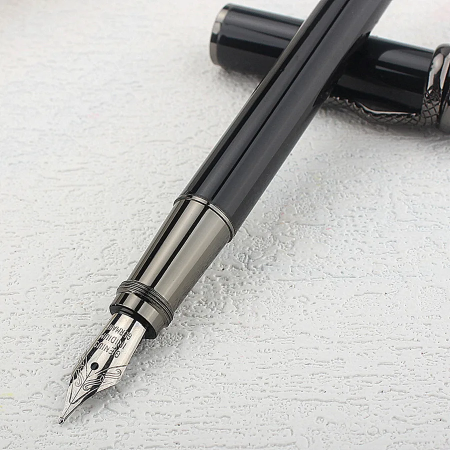 Luxury Metal  Black Metal Fountain Pen Fine Nib 0.5mm / Grey Clip Elegant Business Office Gift Pen 4