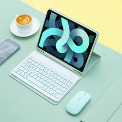 Magic Keyboard Wireless Mouse and Bluetooth Keyboard Case for 10.2 7th 8th 9th Gen (Green A)