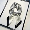 2024 New Fashion Square Imitation Silk Scarf Black And White Striped Head Wrap For Women Multifunction Silk Feeling Neckerchief 1