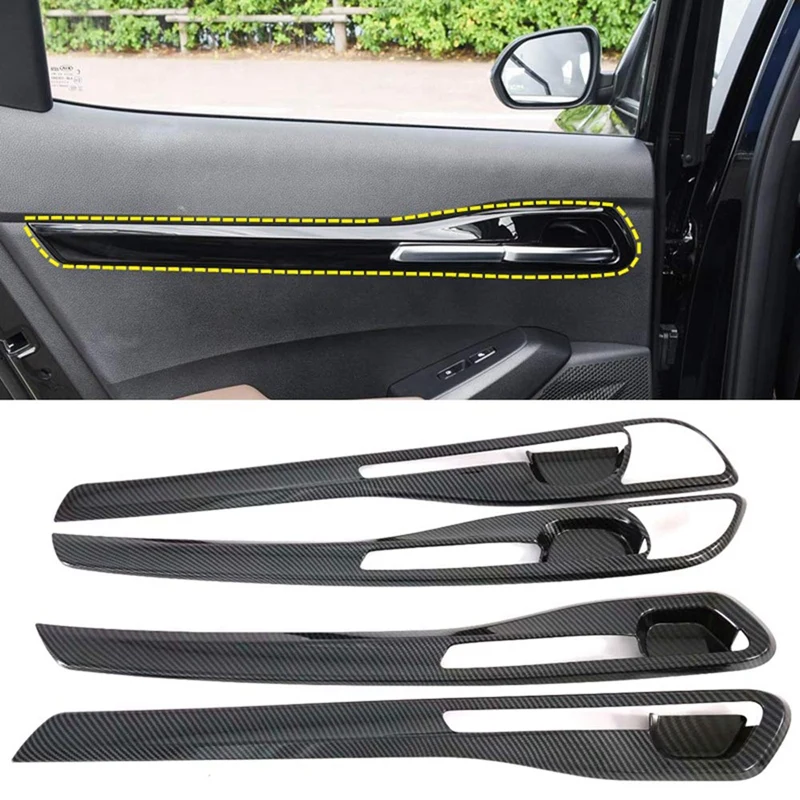 

For Kia Seltos 2019-2023 Carbon Car Interior Door Handle Bowl Cover Trim Inside Door Panel Molding Strip Accessories