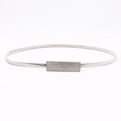 Elegant Rose Buckle Waist Chain - Women's Slim Elastic Metal Belt in Gold & Silver - 70cm (Style C silver)