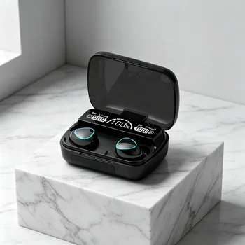 Auricolari Bluetooth con Display LED, Cuffie Stereo HiFi Wireless, Impermeabili, per Gaming