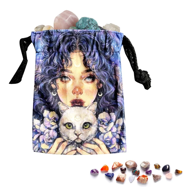 13X18Cm Rejtélyes Lány Bársonyos Tarot Kártya Tároló Táska Társasjáték Mini Húzózsák A Rajongóknak Tasak Utazási Ajándék - Image 3