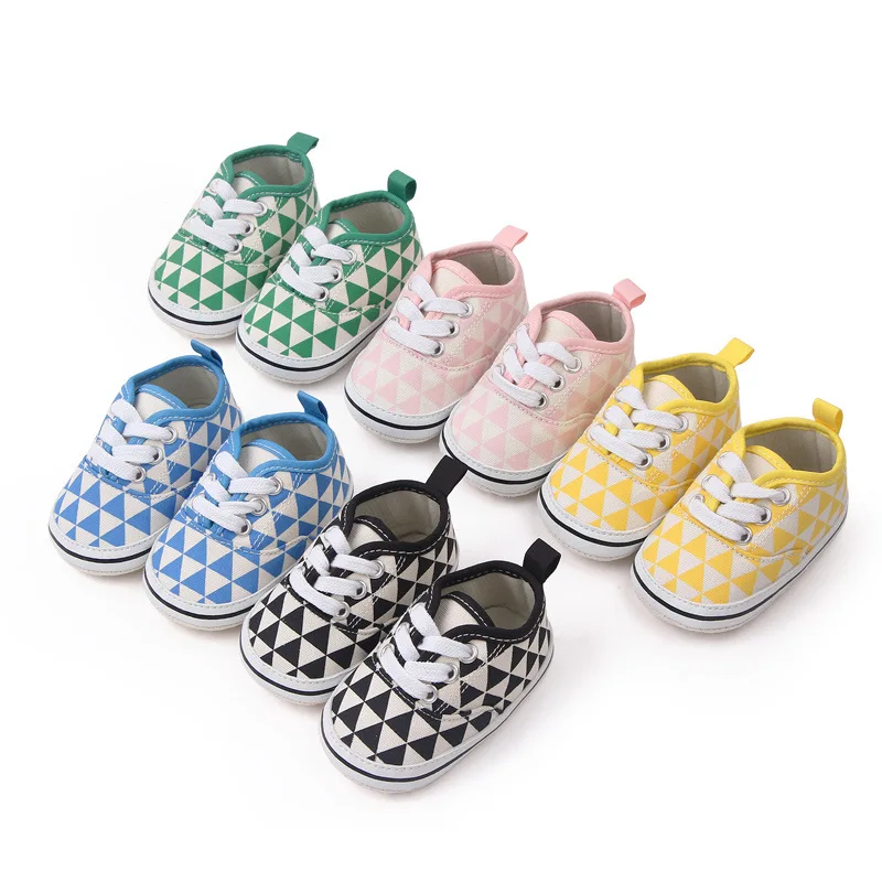 

Baby Plaid Canvas Shoes Spring and Autumn New Lace-up Toddler First Walkers Soft Sole Casual Shoes 11cm 12cm 13cm