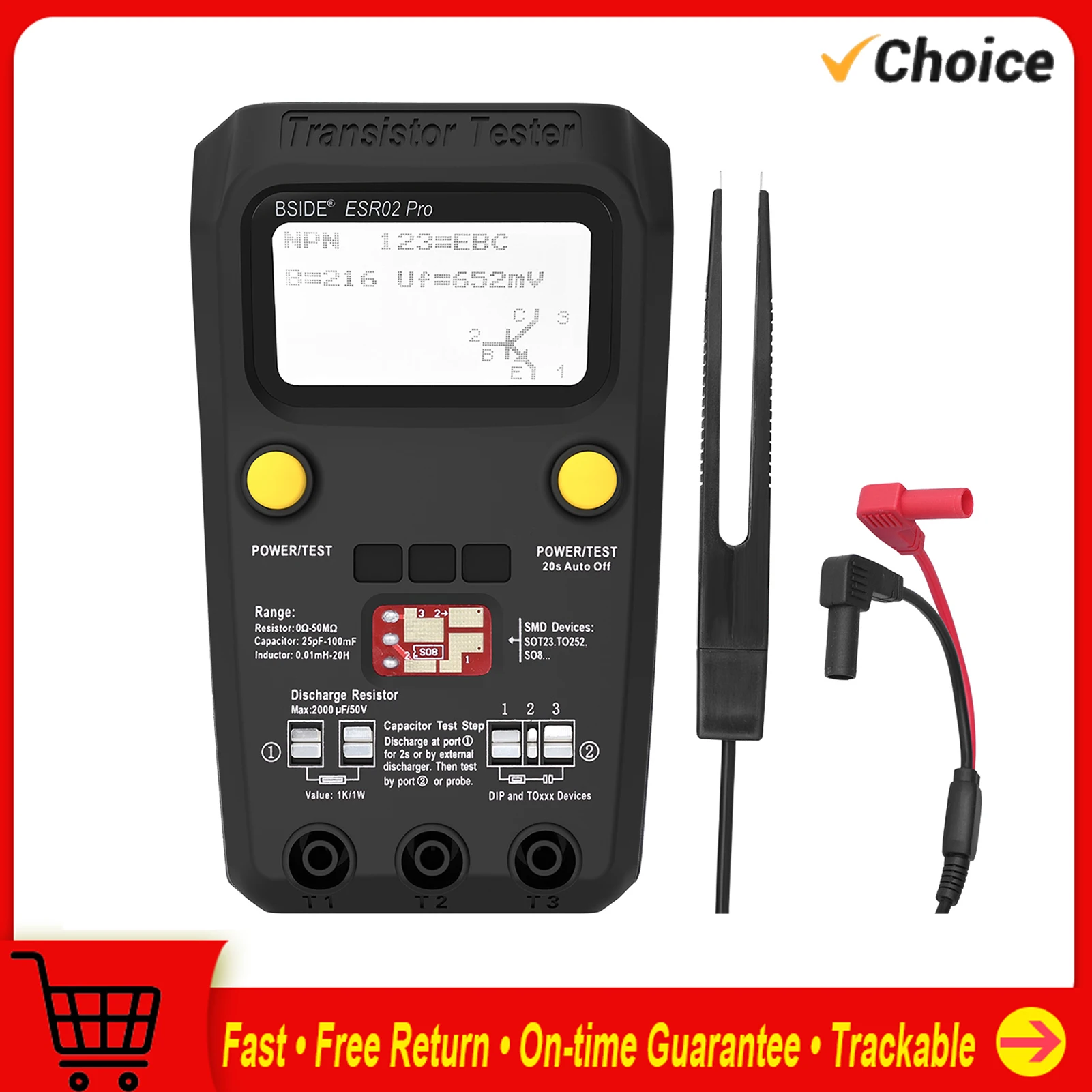 Tester Di Tensione Di Tenuta 50-3700V - Misuratore Per IGBT, MOS, Diodi, Condensatori Con Display Digitale - 2