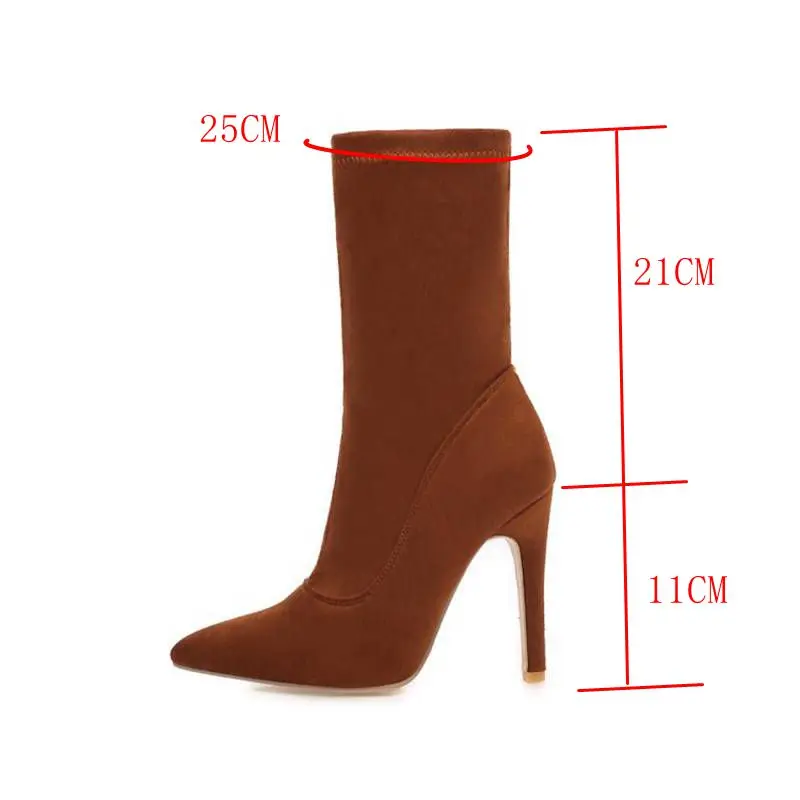 Women's Plus Large Big Size 48 Over The Knee Boots 11cm Stiletto Thin High Heel Sexy Party Boots Botins