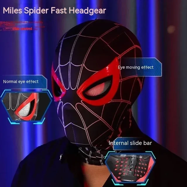 Hot Mascara Spiderman Headgear Mask Cosplay Moving Eyes Electronic Mask Spider  Man 1:1 Remote Control Elastic Toys Adults Gifts - AliExpress