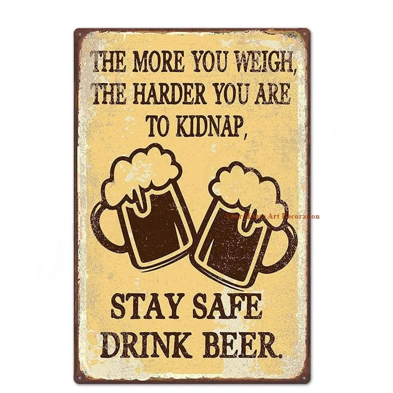 Stay Safe Drink Beer Metal Wall Art Tin Sign Vintage Irish Ice Cold Beer Pub Home Decor Retro Peroni Signs Wall Hanging Decor