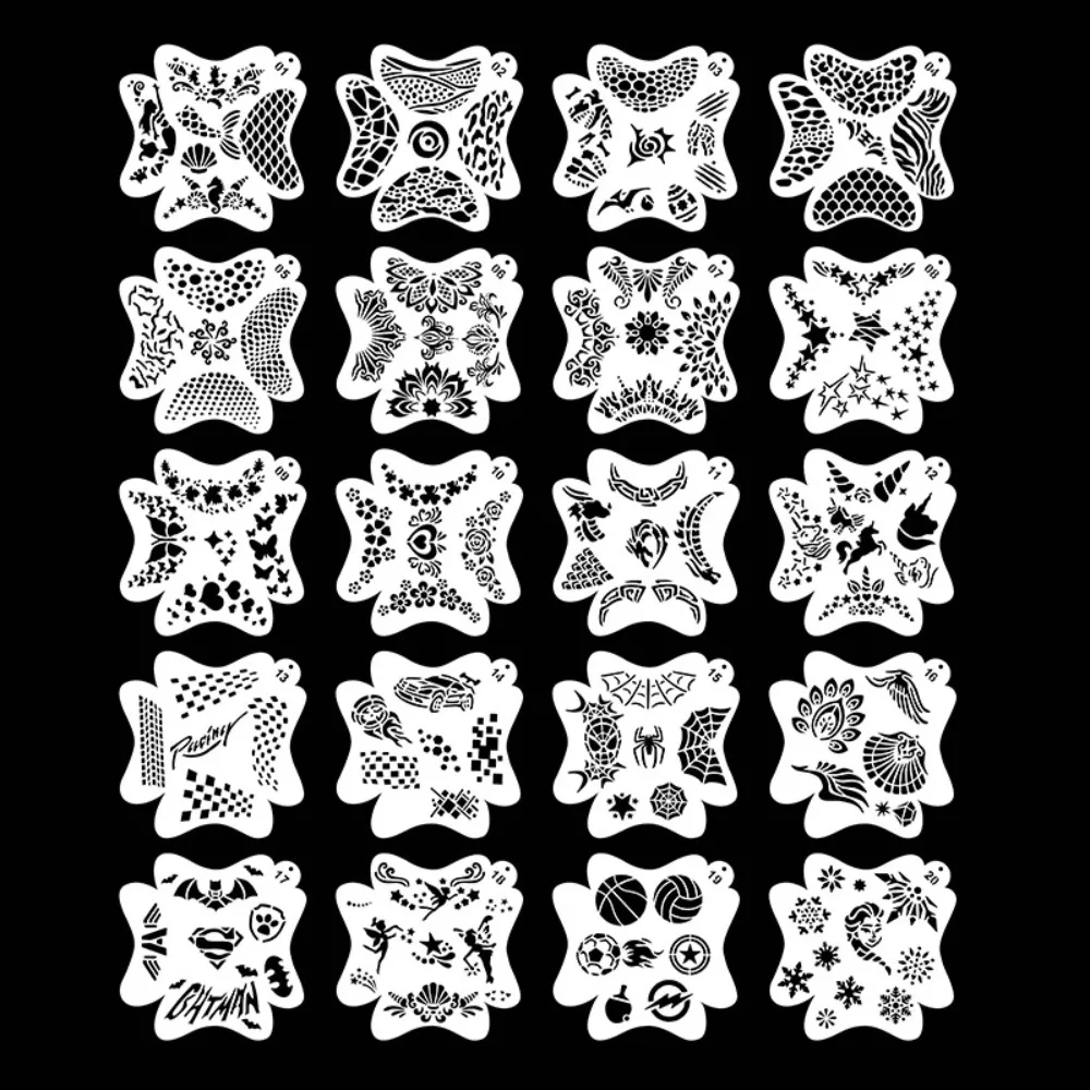 10Pcs Body Painting Face Art Stencils Paint Template Temporary Reusable Tattoos For Halloween Birthday Party DIY Paint Template