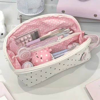 Organizer da Scrivania a Forma di Conchiglia, Design Trendy a Pois, Contenitore Multifunzionale per Materiale Scolastico
