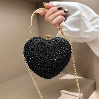 Luxury Diamond Inlay Heart Shape Crystal Clutch Purse Stones Evening Wedding Party Shoulder Bag Handle Rhinestone Mini Handbags - Image 3