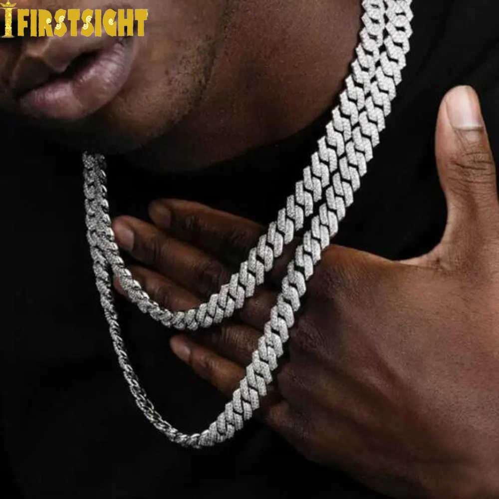 New 12mm Cuban Link Chains Necklace Gold Silver Color CZ Hiphop