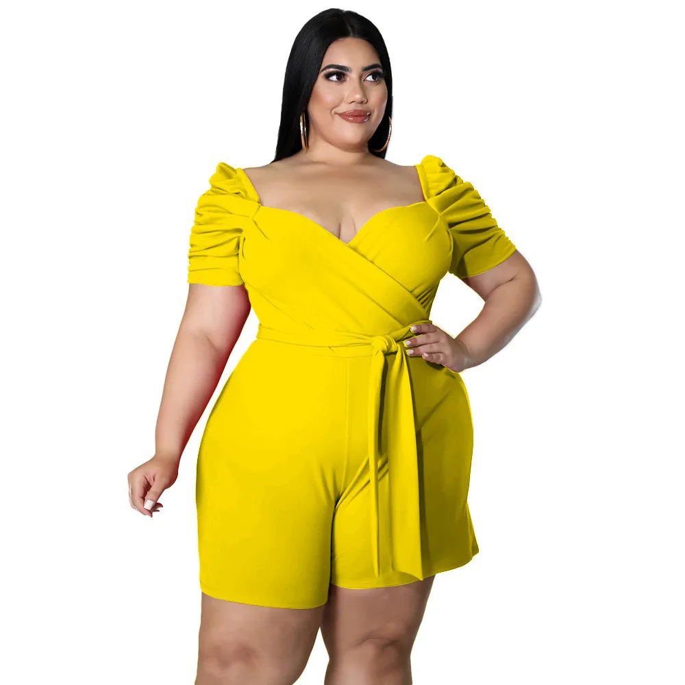 thumbnail image 1 of Mono de mujer Wmstar de talla grande, verano 2022, trajes de una pieza, mangas cortas, monos elásticos para vacaciones, venta al por mayor, envío directo, 1 of 5