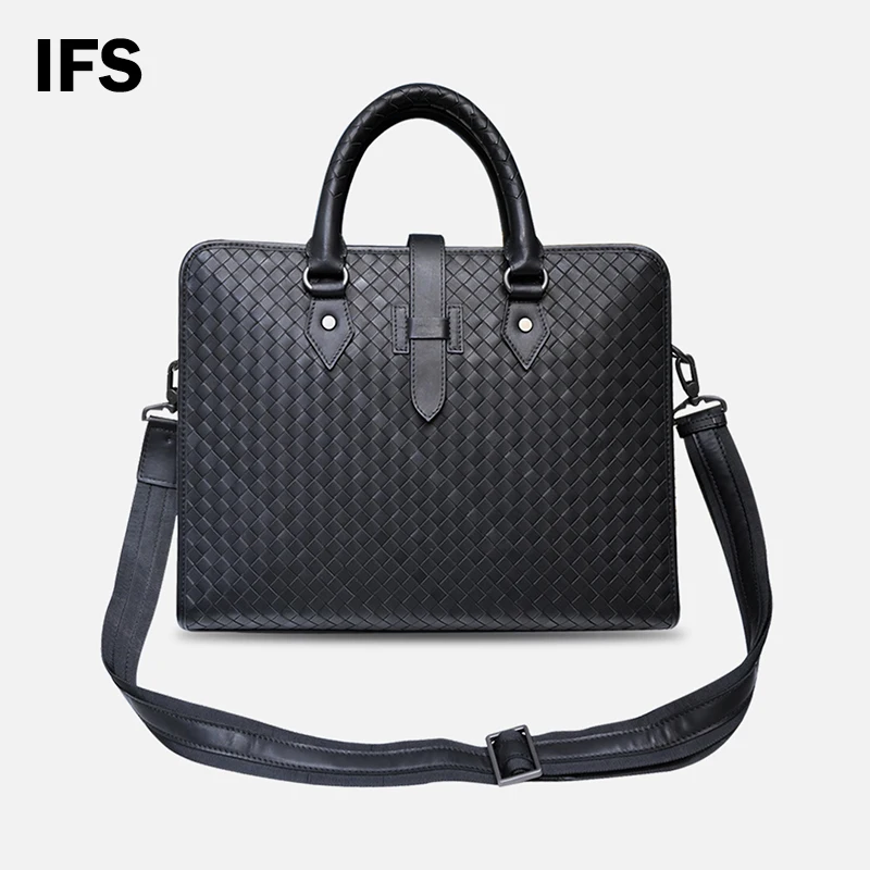 

Men's Genuine Leather Business Weaving Briefcase Men's Laptop Computer Bag Fashion Classic Luxury Crossbody Travel Handbag