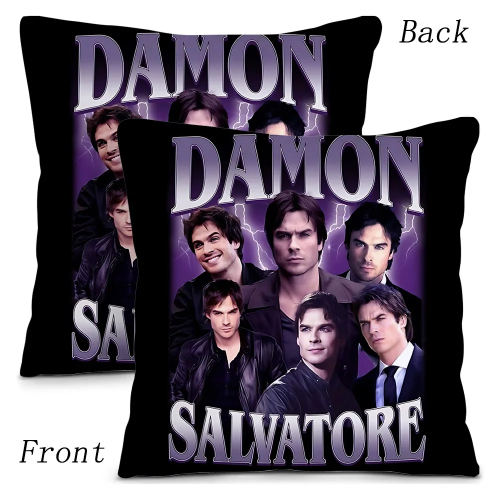 Damon Salvatore Pillow Covers Cartoon Sofa Decorative Home Double-sided Printing Short Plush Cute Cushion Cover 4