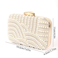 Ladies Pearl Elegant Evening Bag Fashionable Stylish Beading Wedding Dinner Party Banquet  Dress Clutch Bag with Long Chain - Image 3