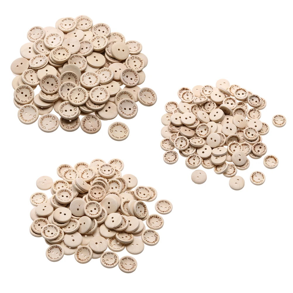 100pcs Handmade Buttons 15/20/25mm DIY Fastener Buttons Decor Craft Supplies Environmental for Sewing Knitting Handcraft
