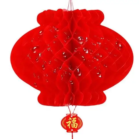 

10 Red Chinese Style Waterproof Paper Lanterns Honeycomb for Festival Supplies Party and Wedding Decoration New Year Pendant