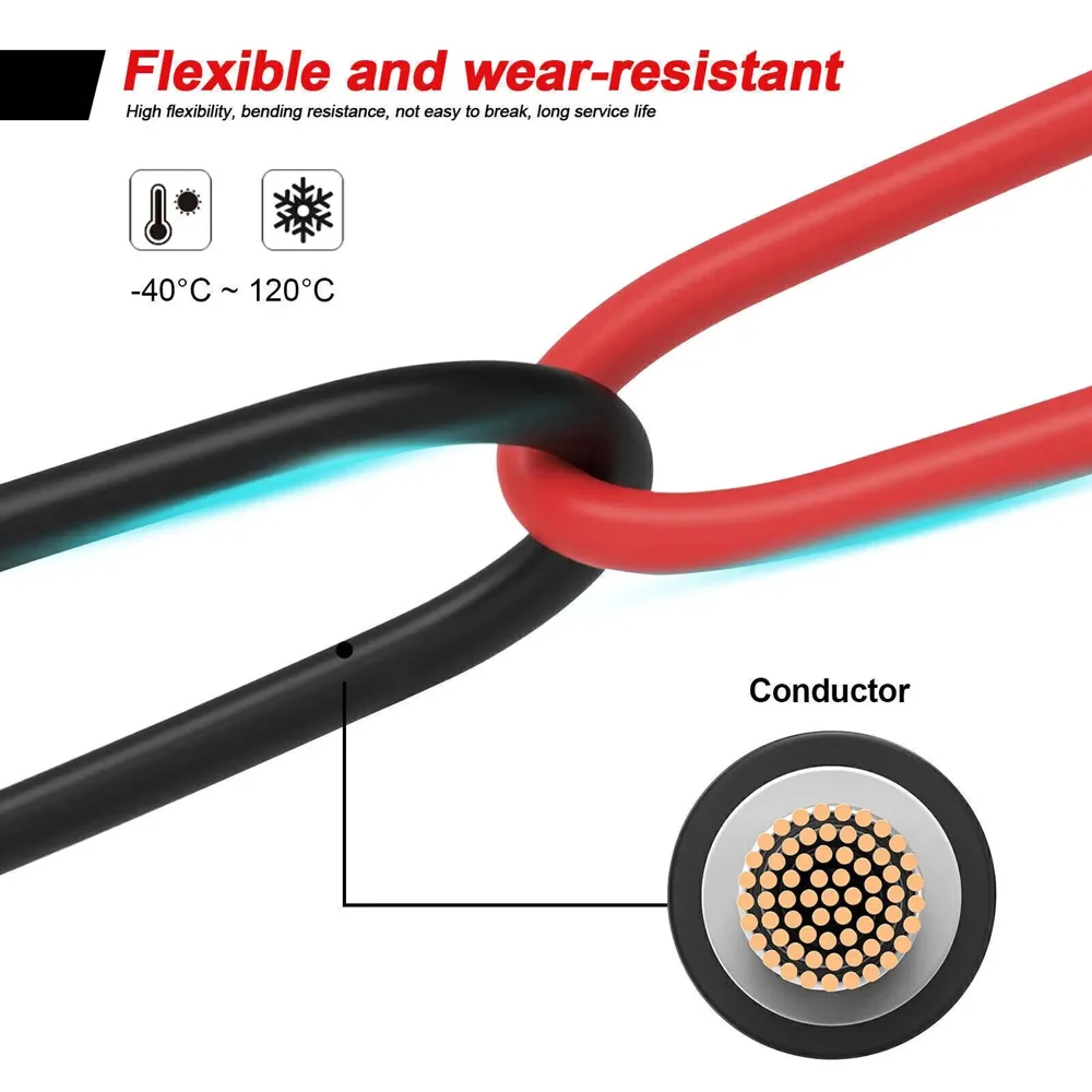 PVC Insulated Electrical Solar Connector Cables PV Cable 8AWG 10AWG 12AWG 14AWG 2.5mm2 4mm2 6mm2