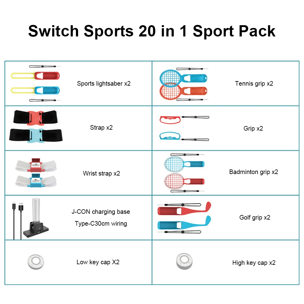 10 In 1 Switch Sport Accessories Set Golf Club/Tennis Racket/Leg  Strap/Games Lightscabe for Nintendo Switch Game Accessories