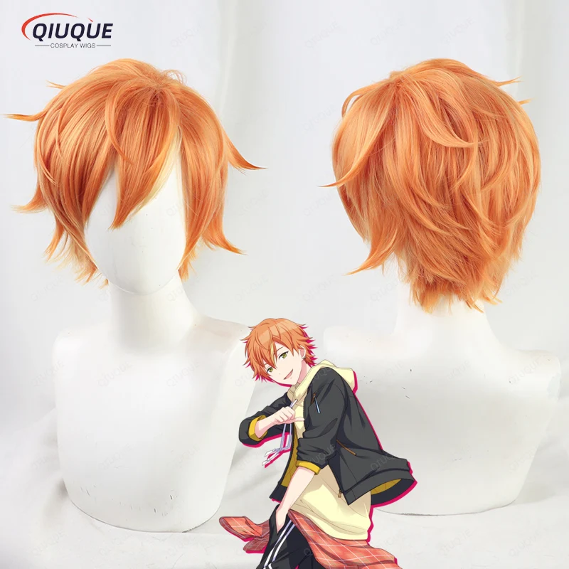 

Project Sekai Colorful Stage! feat Shinonome Akito Cosplay Wig Orange Short Heat Resistant Synthetic Hair Wigs + Wig Cap