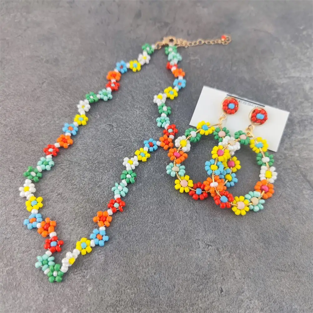 Handmade Boho Earrings For Women Colorful Style Sweet Flower Earrings Jewelry Spring Summer Floral Beaded Earrings Accessories - Image 3