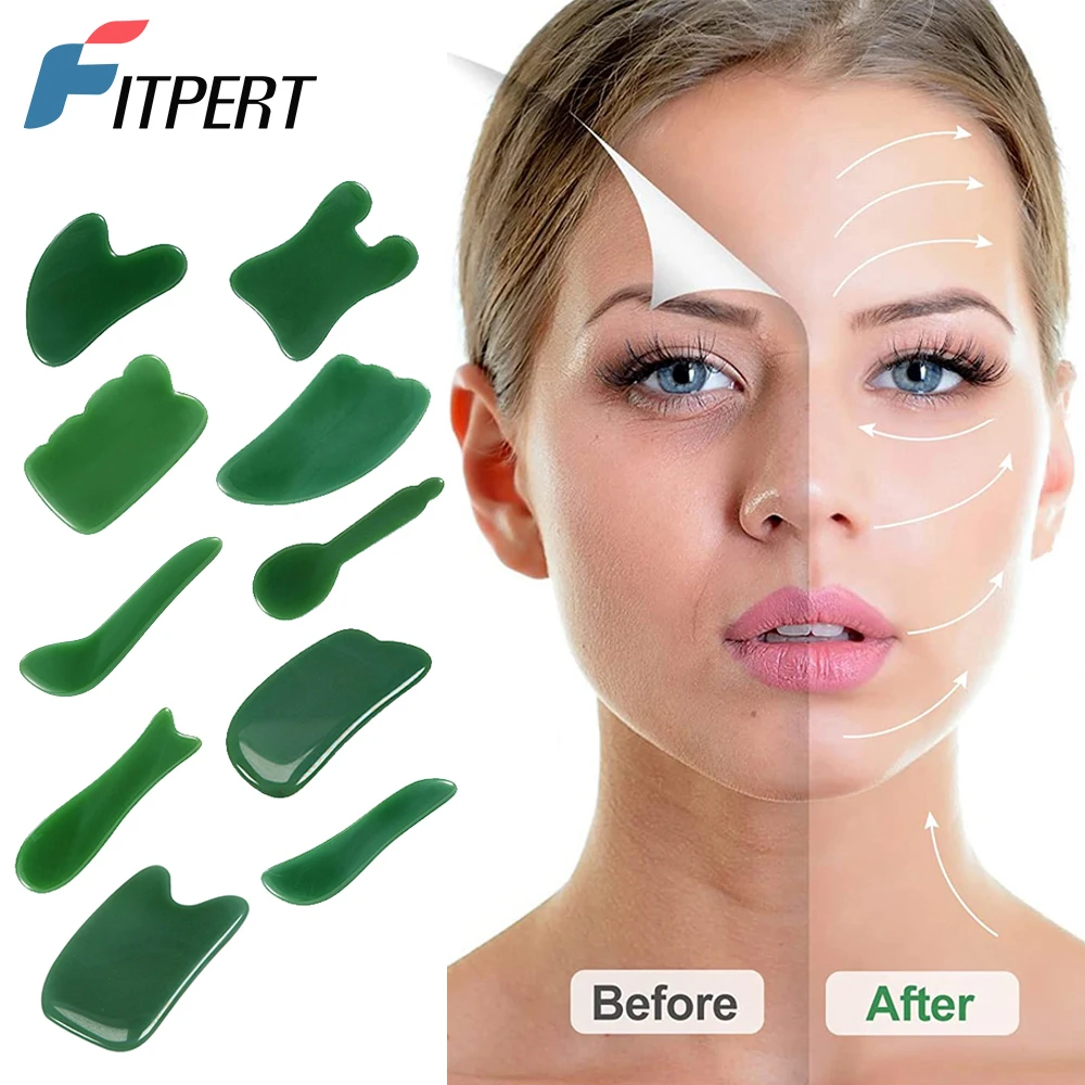 

Jade Rib Stick Face Scraping Eye Face Whole Body Rib Stick Beauty Jade Dark Green Crystal Plate for Face & Body Scraping Beauty