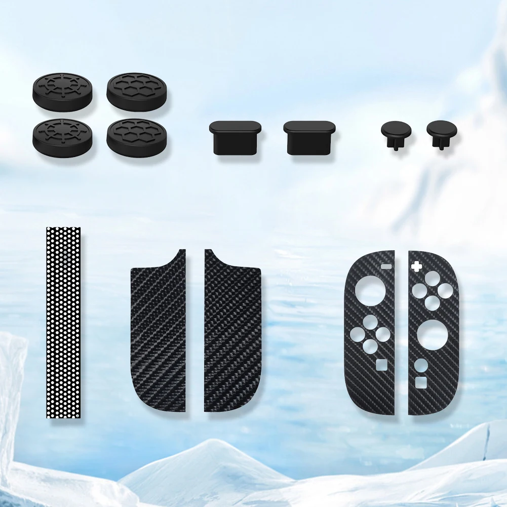 Accessorries Kit for Switch 2 Accessories Bundle Silicone Thumb Cap Grips Dust Plug Dust Filter Mesh Left Right Handle Stickers